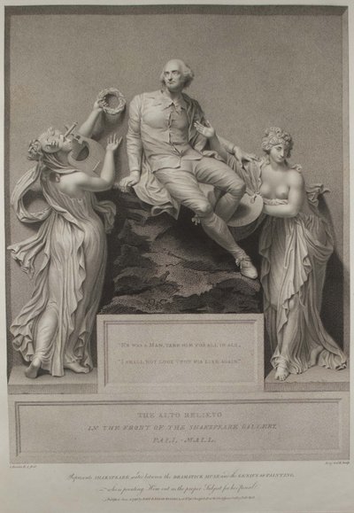 Shakespeare con la Musa della Letteratura e il Genio della Pittura, 1803 da John Boydell