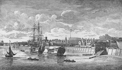 Cantiere navale di Woolwich dal Tamigi, c1750 da John Boydell