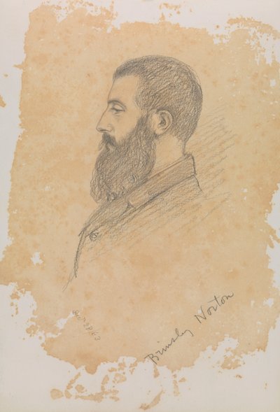 Schizzo di ritratto di uomo barbuto, con iscrizione 