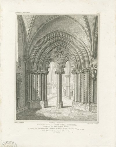 Interno della Cattedrale di Lichfield - Porta della Sala Capitolare: incisione, nd [c 1819] da John Britton