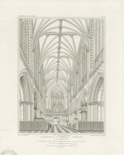 Interno della Cattedrale di Lichfield - Coro: incisione, nd [c 1820] da John Britton