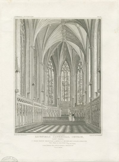 Interno della Cattedrale di Lichfield - Cappella della Madonna: incisione, nd [c 1820] da John Britton