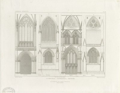 Interno della Cattedrale di Lichfield - Navata e Coro: incisione, nd [c 1819] da John Britton