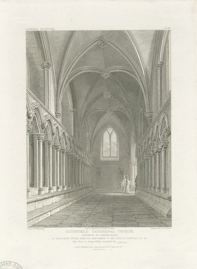 Interno della Cattedrale di Lichfield - Vestibolo della Sala Capitolare (incisione) da John Britton