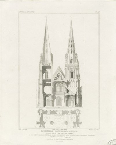 Cattedrale di Lichfield - Facciata Ovest da John Britton
