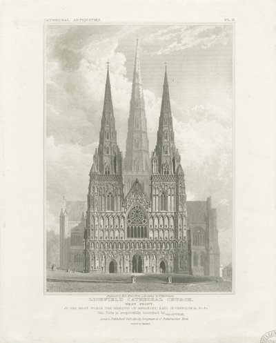 Cattedrale di Lichfield - Facciata Ovest da John Britton