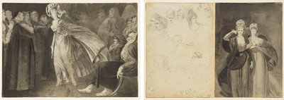 Donna in piedi tra i frati (recto) Schizzi di teste (verso, sinistra); Due donne (verso, destra) da John Brown