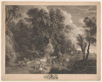 Paesaggio con pastori e gregge presso un abbeveratoio da John Browne