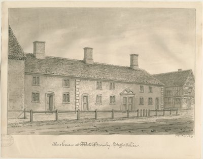 Ospizi di Abbots Bromley (disegno a seppia) da John Buckler