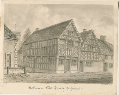 Vecchie Case di Abbots Bromley (disegno a seppia, 1839) da John Buckler