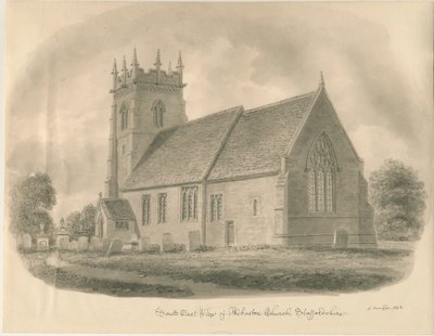 Chiesa di Adbaston: disegno a seppia, 1843 da John Buckler