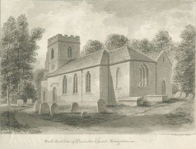 Chiesa di Barlaston: disegno a seppia, 1844 da John Buckler