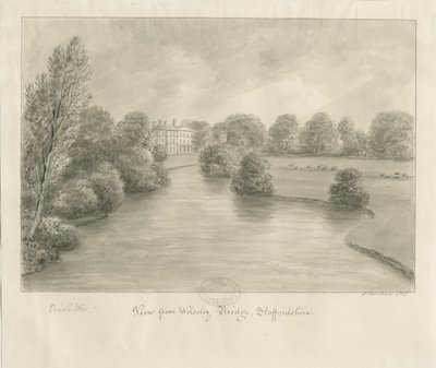 Bishton Hall: disegno a seppia, 1841 da John Buckler
