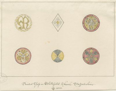 Chiesa di Blithfield - vetro dipinto: disegni a matita, 1823 da John Buckler