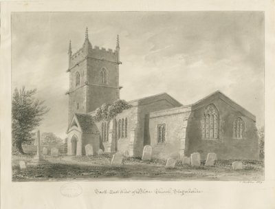 Chiesa di Blore: disegno a seppia, 1839 da John Buckler