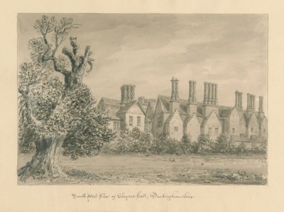 Buckinghamshire - Chenies Hall: disegno a seppia, 1824 da John Buckler