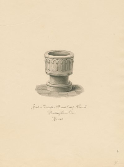 Buckinghamshire - Chiesa di Drayton Beauchamp: disegno a seppia, 1838 da John Buckler