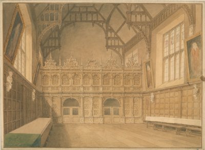 Cambridgeshire - Interno della Sala del Trinity College da John Buckler