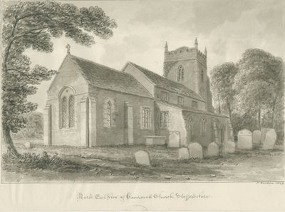 Chiesa di Caverswall: disegno a seppia da John Buckler