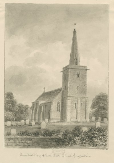 Chiesa di Church Eaton: disegno a seppia da John Buckler