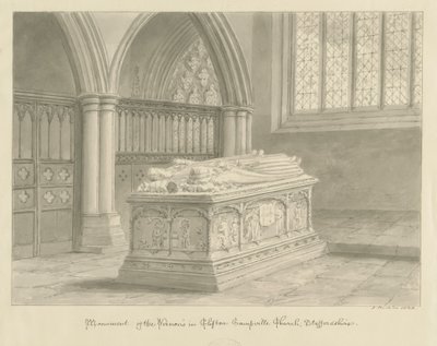Chiesa di Clifton Campville - Monumento Vernon: disegno a seppia da John Buckler