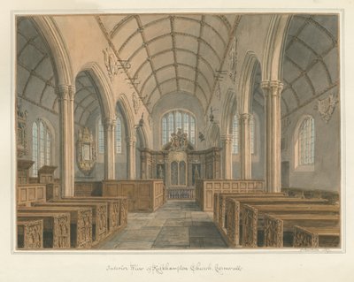 Cornovaglia - Chiesa di Kilkhampton - Vista interna, 1827 da John Buckler