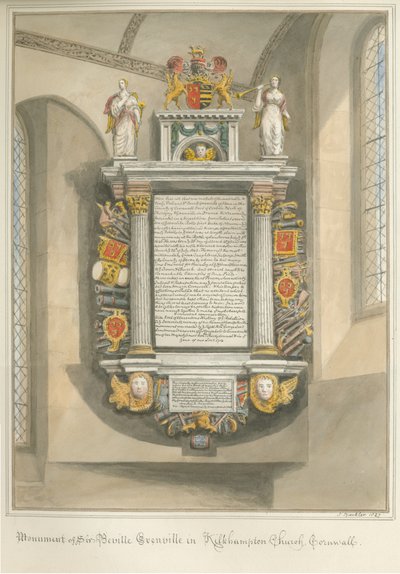 Cornovaglia - Chiesa di Kilkhampton - Monumento di Sir Bevil Grenville da John Buckler