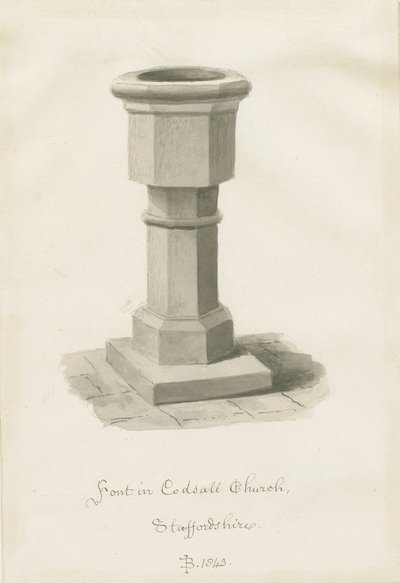 Fonte battesimale nella Chiesa di Codsall da John Buckler