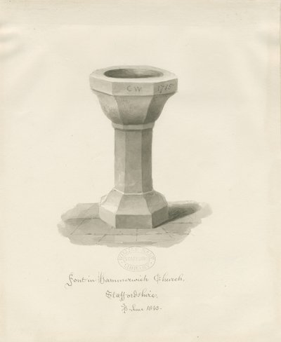 Fonte battesimale nella Chiesa di Hammerwich da John Buckler