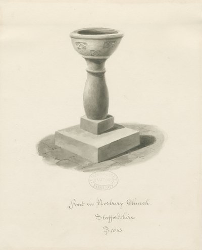 Fonte battesimale nella Chiesa di Norbury da John Buckler