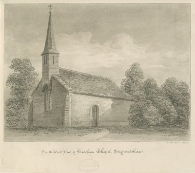 Cappella di Haselour: disegno a seppia, 1828 da John Buckler
