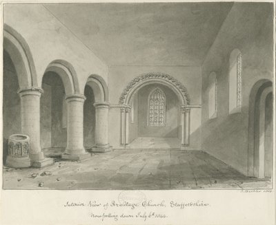 Interno della Chiesa di Armitage: disegno a seppia, 6 lug 1844 da John Buckler