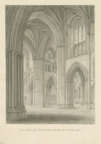 Interno della Cattedrale di Lichfield - Crociera dal transetto nord da John Buckler