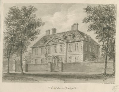 Lichfield - Palazzo del vescovo nel The Close: disegno seppia da John Buckler