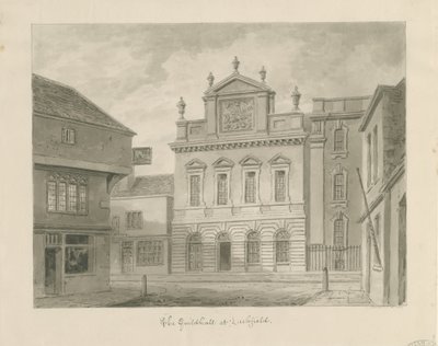 Lichfield - Guildhall: disegno a seppia da John Buckler