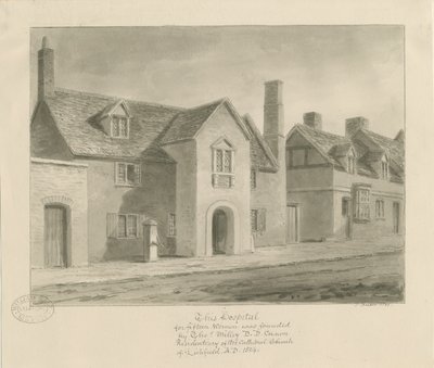 Lichfield - Ospedale per donne: disegno a seppia da John Buckler