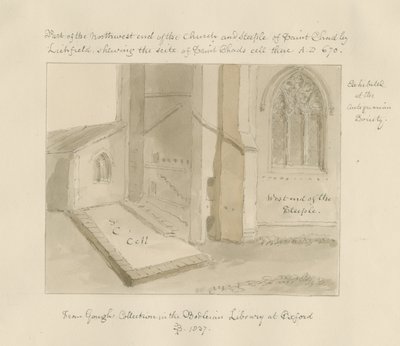 Lichfield - Chiesa di San Chad: disegno a seppia da John Buckler