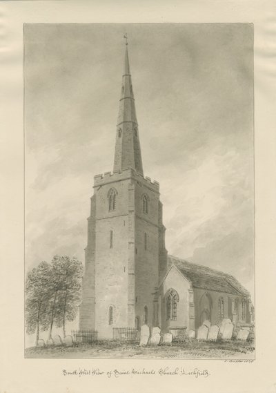 Lichfield - Chiesa di San Michele: disegno a seppia da John Buckler