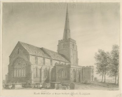 Lichfield - Chiesa di San Michele: disegno a seppia da John Buckler