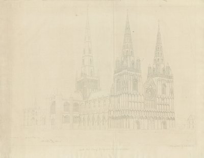 Lichfield Cathedral - Vista Nord Ovest da John Buckler