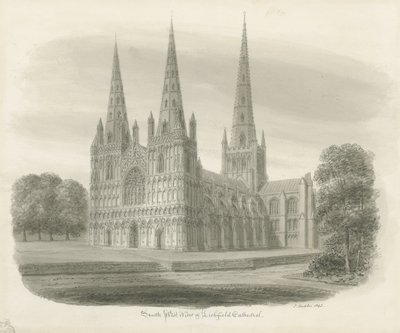 Cattedrale di Lichfield - Vista Sud-Ovest da John Buckler