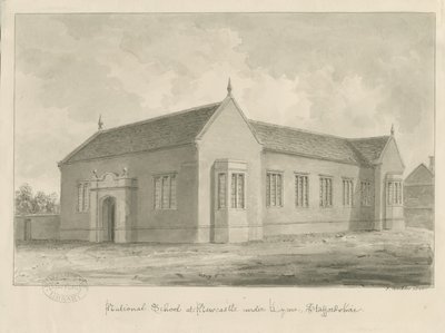 Newcastle-under-Lyme - Scuola Nazionale: disegno a seppia da John Buckler