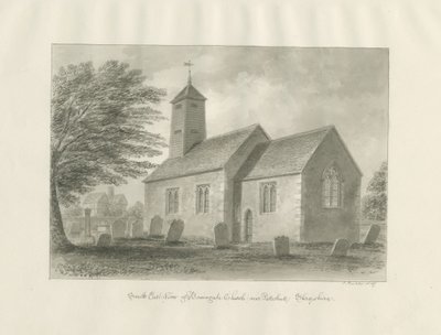 Patshull - Chiesa di Boningale: disegno a seppia da John Buckler