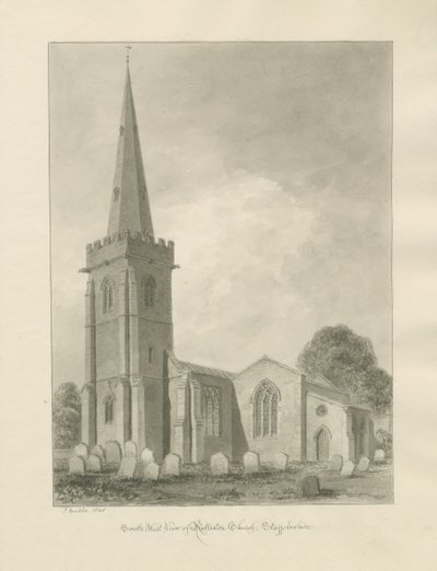 Chiesa di Rolleston: disegno a seppia da John Buckler