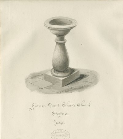 Stafford - Fonte nella Chiesa di San Chad da John Buckler