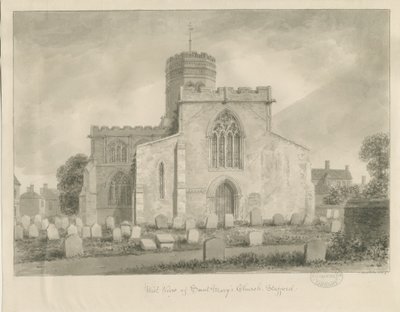 Stafford - Chiesa di Santa Maria: disegno a seppia, 1842 da John Buckler