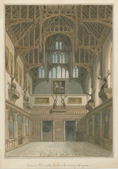 Sussex - Casa di Cowdray - Interno della Sala da John Buckler