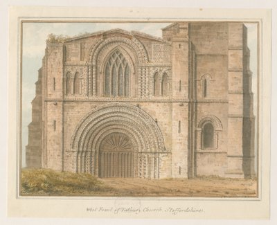 Chiesa del Priorato di Tutbury - Facciata Ovest: acquerello, 1813 da John Buckler