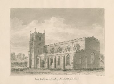 Chiesa del Priorato di Tutbury: disegno a lavaggio seppia, 1812 da John Buckler