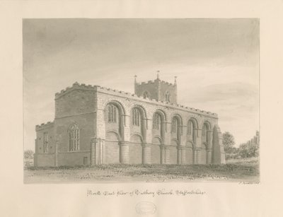 Chiesa Priorale di Tutbury: disegno a lavaggio seppia, 1812 da John Buckler